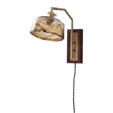 Imagem de Luminária de parede nórdica vintage em madeira maciça marrom com base criativa para estudo, sala de jantar, quarto, corredor, cabeceira, bar, cozinha