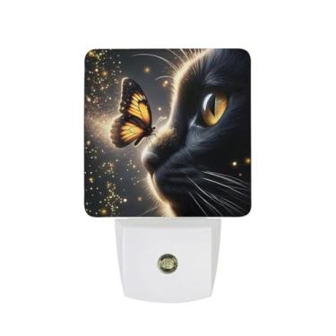 Imagem de YKJAHSD Luz Noturna De Borboleta Em Forma De Gato, Conecte-Se À Decoração De Parede, Luzes Noturnas Para Quarto, Banheiro, Corredor, Cozinha, Com Luz Noturna Led De Anoitecer Ao Amanhecer, Sensores