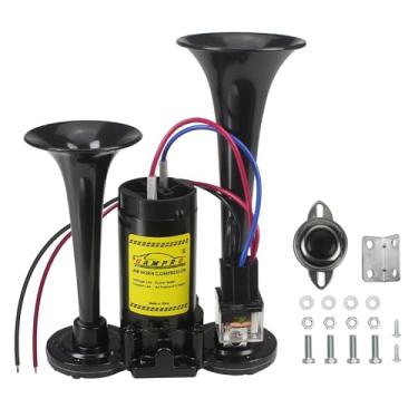 Imagem de GAMPRO 135db 12V buzina de ar trompete com compressor para qualquer veículo 12V caminhões, caminhões, trens, barcos, carros Vans