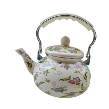 Imagem de IEUDNS Kettle de chá de esmalte 25l Teakettle Retro Design de grande capacidade Capacidade de água portátil de fogão para acampamento em casa