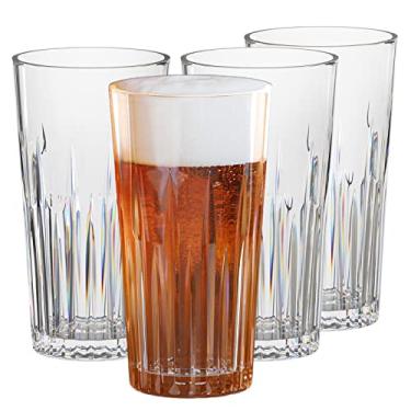 Imagem de Asashizen Conjunto de 4 copos de plástico empilháveis, copos de acrílico para crianças beberem água suco, copos portáteis de acampamento, piqueniques, festas de churrasco, copo de coquetel (368 g)