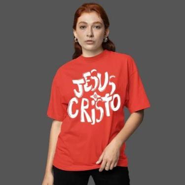 Imagem de Camiseta Oversized Feminina Estampa Evangelica Jesus Cristo Yeshua Leã