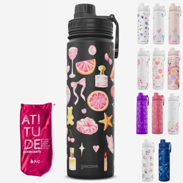 Imagem de KIT Garrafa Térmica Gocase Original Premium Estampas 650ml com saquinh
