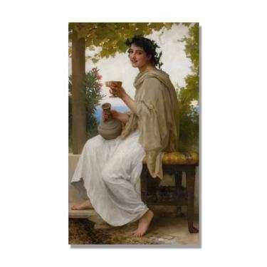 Imagem de NHLDZYH William Adolphe Bouguereau Impressões artísticas - Pintura de retrato - (Drink Wine) - Pôster temático de mitologia grega - Pôster de decoração de parede vintage. Tela de 80 x 136 cm - 31,4 x