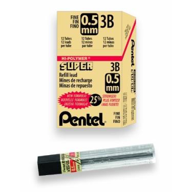 Imagem de Pentel Recarga de grafite super de polímero, 0,5 mm, fina, 3B, 144 peças de chumbo (C505-3B)