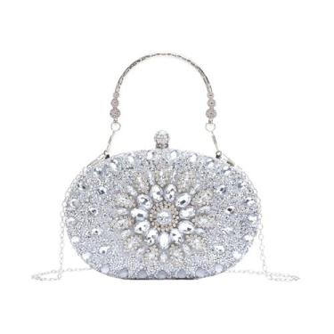Imagem de Bolsa Crystal Clutch Lanpet Rhinestone Evening Bag Silver
