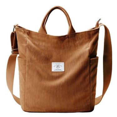 Imagem de Sacola KALIDI Corduroy Zipper Messenger para mulheres