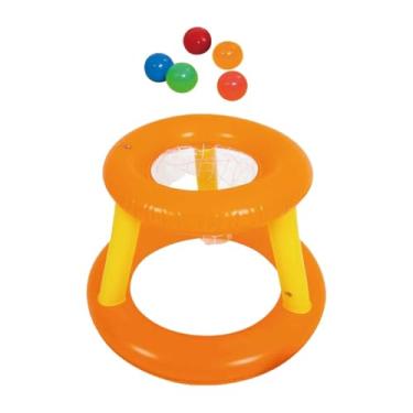 Imagem de MERIGLARE Conjunto de jogos de cornhole para piscina inflável, arco de piscina, divertido, multiuso com bolas, brinquedos aquáticos flutuantes para quintal,