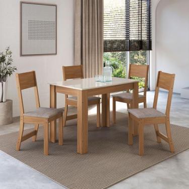 Imagem de Mesa de Jantar 4 Lugares Astana Freijó/Off White - Pnr Móveis, Marrom,