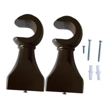 Imagem de Ｂｅｓｇａ 2x Suportes de haste de cortina de madeira Suporte de fixação Cabeça decorativa Ferragens para haste de cortina Cabide de parede para cozinha Casa, Abertura Do Café 28