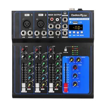 Imagem de QudosXy Mesa De Som Profissional Para Mixagem Áudio, Console, Interface Sistema, 4 Canais, Digital, Usb, Bluetooth, Mp3, Entrada Computador, Alimentação Fantasma 48 V, Estéreo, Dj, Estúdio, Streamin