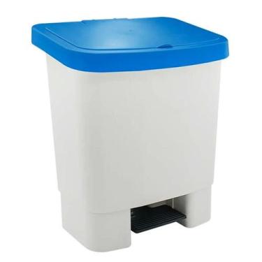 Imagem de Lixeira Plástica 25L Branca com Tampa Azul Dellaplast - DELLAPLAST IND