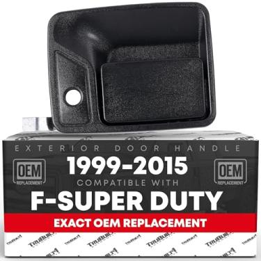 Imagem de Maçaneta dianteira do lado do motorista com fechadura compatível com 00-05 Ford Excursion 99-15 F-250 F-350 F-450 F-550 Super Duty, maçaneta externa frontal esquerda da porta, preto texturizado -