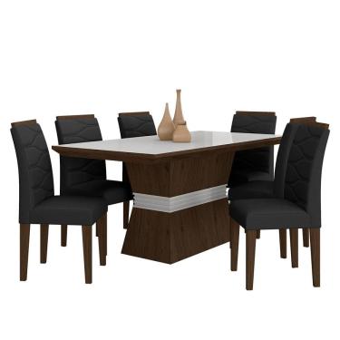 Imagem de Sala De Jantar 6 Cadeiras Nazca Imbui/off Whi/preto - Móveis Arapongas