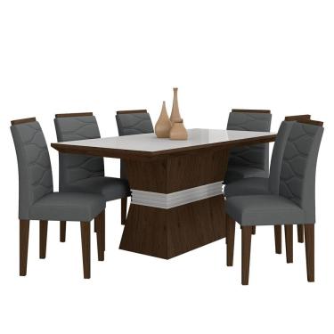 Imagem de Sala De Jantar 6 Cadeiras Nazca Imbui/off Whi/cinza - Móveis Arapongas