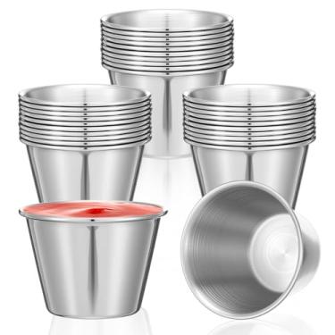 Imagem de 30 peças de copos de molho de aço inoxidável, copos de metal, ramequins de 70 g, tigelas pequenas reutilizáveis redondas para restaurante, manteiga, cozinha, restaurante, festa de servir