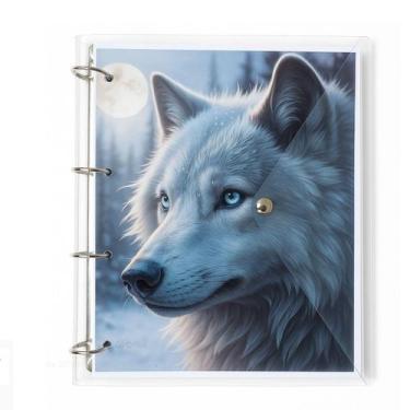 Imagem de Caderno Fichário Argolado Pasta Organizadora 4 Argolas Cachorro Transp