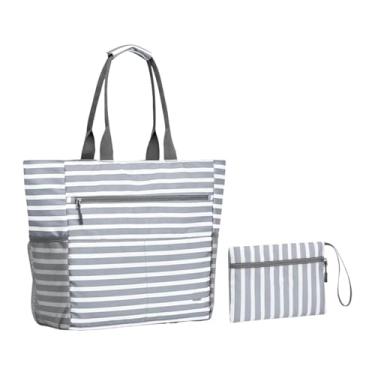 Imagem de UxicRuya Bolsas de praia, bolsa de ombro para mulheres, dobrável, grande capacidade, à prova de areia, bolsa de viagem, de praia, para brinquedos de família,