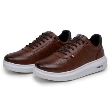 Imagem de Tênis Masculino Casual 100% Em Couro Legítimo Sapatenis Moderno 1070 (Havana, BR, Adulto, Numérico, 41)