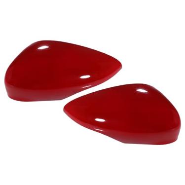 Imagem de X AUTOHAUX 1 par de capa de espelho retrovisor de porta lateral do carro esquerdo e direito para Ford Fiesta MK7 2008-2017 vermelho brilhante