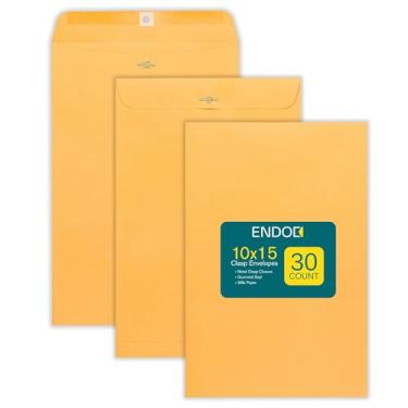 Imagem de Envelopes com fecho – Envelopes de catálogo Kraft marrom de 15 x 23 cm com fecho de fecho e selo com gomas – Envelopes de papel pesado de 11 kg para casa, escritório, negócios, legal ou escolar, Brown Kraft, 10x15