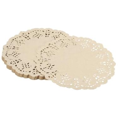 Imagem de YELARXI Doilies de papel, toalhas de renda de papel, descartáveis, redondos, modernos, decorativos, volumosos, 14 cm, adequado para bolos, sobremesas, artesanato, grelhados, fritos, utensílios de mesa