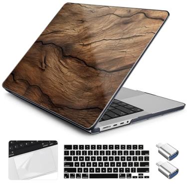 Imagem de Yebiseven Capa para MacBook Pro M4 de 14 polegadas 2025 2024 2023 2021 modelo A3112/A3401/A3185/A2918/A2992/A2779/A2442 M3 M2 M1, capa rígida com capa de teclado + película trackpad + adaptador OTG