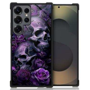 Imagem de Punmada Compatível com Samsung Galaxy S25 Ultra Mobile Case Creative Acrylic Silicone Edge Capa Slim Protection Grip Especialmente Projetada para Samsung Galaxy S25 Ultra Purple Skull Rose