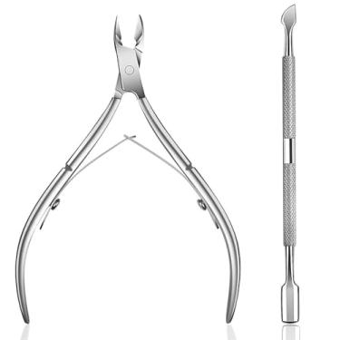 Imagem de Tesoura de unha de aço inoxidável, conjunto de ferramentas para arte em unhas, tesoura de unha de aço inoxidável, removedor de unhas, eliminador de pele, prata, 2 peças, 14 * 7 * 0,5 cm