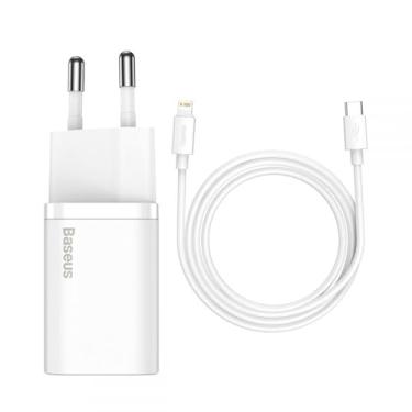 Imagem de Carregador iPhone 12 Super Si Turbo Pd 20w Baseus + Cabo Pd 20w 1m Branco