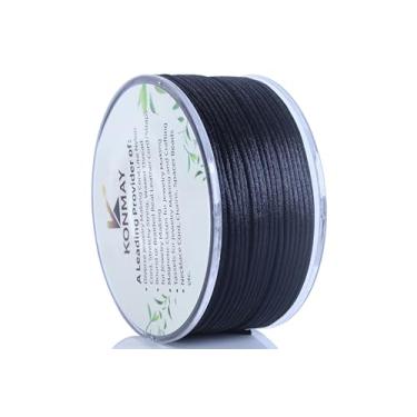 Imagem de KONMAY Fio De Nylon Preto 1,0 Mm Com Estojo Para Pulseiras, Cordão Seda Acetinada 70 Jardas Fabricação Joias, Miçangas, Nós Chineses, Kumihimo, Macramê