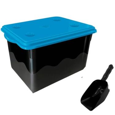 Imagem de Pote Para RaçãO Pet Container Porta Ração Caixa Organizadora Capacidade de 10kg 20L Com Tampa Vedada(Azul)