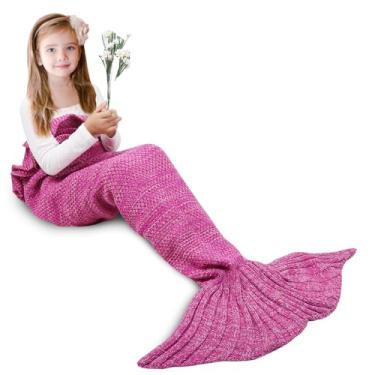 Imagem de Cobertor de cauda de sereia, cobertor de saco de dormir macio para crianças, meninas, todas as estações, ideia de presente rosa