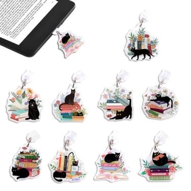 Imagem de cosmisun Berloque de plugue de poeira para Kindle - 9 peças de plugue preto para gatos compatíveis com porta de carregamento de telefone tipo C/USB C, acessórios para E-Reader, amantes de gatos