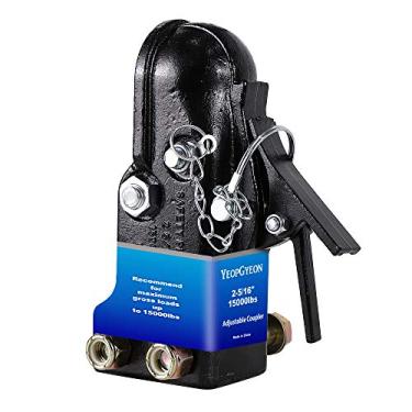 Imagem de Acoplador de reboque ajustável para bola tamanho 2-5/40.6 cm capacidade 6,803 kg acoplador de reboque preto