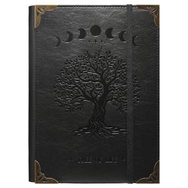 Imagem de TIEFOSSI A5 Pasta de 6 anéis para mulher e homem, diário de couro PU com tampa dura, diários árvore vintage, caderno retificado para a escola, agenda, viagens, trabalho, organizador