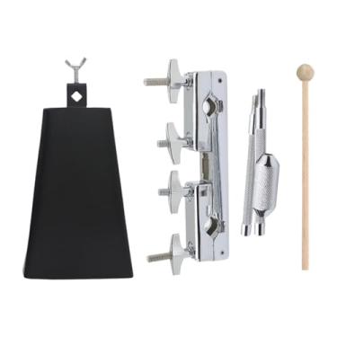 Imagem de predolo Cow Bell Cowbell com braçadeira para pedais de bumbo 6" Metal Accs Instrumento musical Cowbell Instrumento de percussão Suporte de pedal, B Set