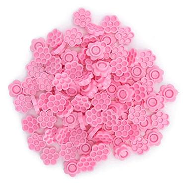 Imagem de Sluffs 500pcs Eyelash Extension Glue Holder Flower Shape Glue Cup Plastic Glue Pallet Pad with a Roll of Glue Point for Eyelash Extension Supply