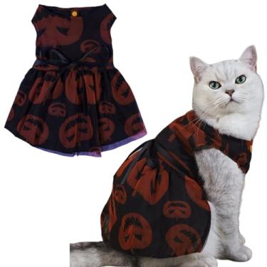 Imagem de Yaopelky Vestido de Halloween para gatos, roupas para cães pequenos, vestido de gato, saia de tule, fantasia de animal de estimação para Yorkie Teddy Chihuahua (abóbora, P (1,5-2,5 kg))