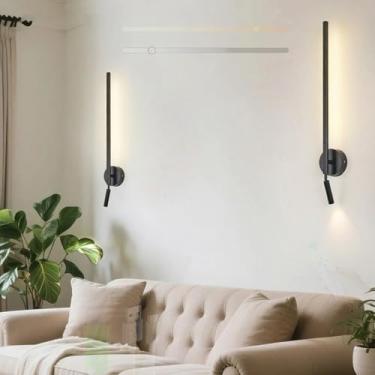 Imagem de Arandela de parede recarregável por USB, luzes de parede destacáveis, operadas por bateria, com interruptor, lâmpada de parede regulável sem fio com controle remoto, luz giratória dobrável, sala de