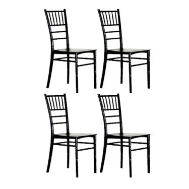 Imagem de Kit 4 Cadeiras Tiffany Cor Preta Plastica Jardim Jantar Festa