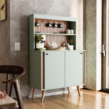 Imagem de Cantinho do Café Dolce - 2 Portas Mdf Menta/freijó Ripado - Movelove