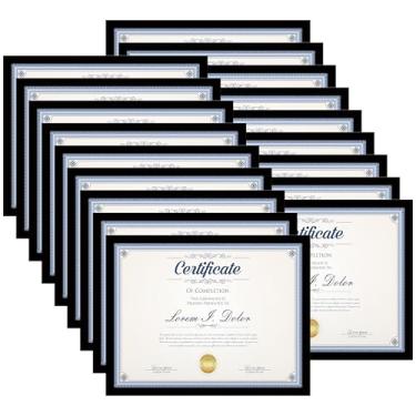 Imagem de Hongkee Conjunto de 18 porta-retratos de 21 x 27 cm, molduras pretas de 21 x 28 cm, para diploma de prêmio de certificado de documentos, pendurar na parede ou mesa