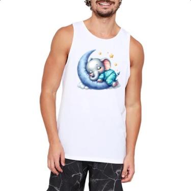 Imagem de Camiseta Regata Cute Elefante dormindo na Lua - Alearts, P