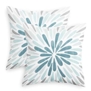 Imagem de CaliTime Capas de almofada decorativas 45,7 cm x 45,7 cm pacote com 2 capas de almofada de lã aconchegantes lindos fogos de artifício para sofá-cama, decoração de casa de fazenda, azul fumê, cinza