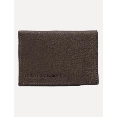 Imagem de Carteira Calvin Klein Jeans Porta Cartão Couro Floater Queima Logo Marrom-Masculino