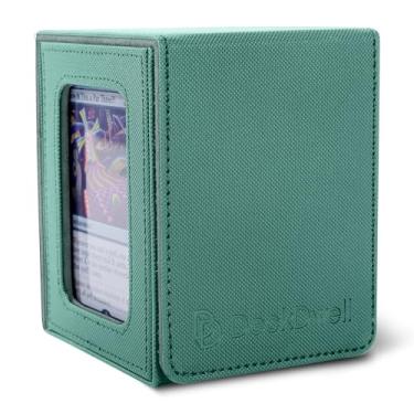 Imagem de Caixa de baralho Commander com janela serve para 100 cartas de manga dupla, design de uma peça, 4 ímãs N52, forro de couro PU e microfibra, caixa de deck mtg com 2 divisórias