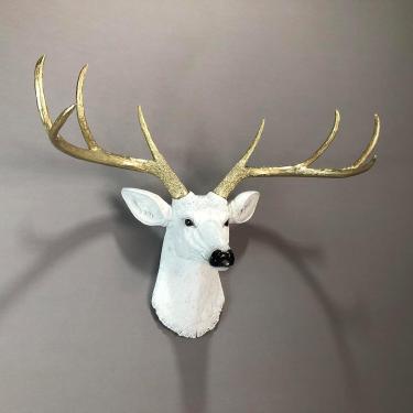 Imagem de Escultura De Parede De Cabeça De Veado Decoração De Arte De Parede Pendurada Grande Escultura De Cabeça De Veado De Rena De Resina Falsa, Decoração De Chifres De Veado 3d Gal, 70cm