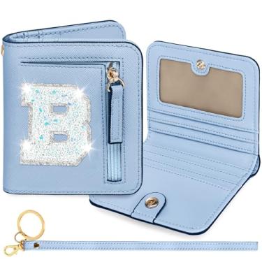 Imagem de YQE Carteira com inicial RFID para meninas pequenas, presentes na moda, aniversário, Natal, meia ideia de presente para adolescentes, filha, neta, sobrinha, 6, 7, 8, 9, 10, 11, 12, 13 anos, Azul, B