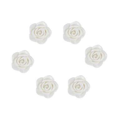 Imagem de Kit C/6 Miçangas em Resina Flor Rosa Branca  2 cm